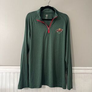 NHL Minnesota Wild Green Men’s 1/4 Zip Pullover Long Sleeve Shirt Size Large